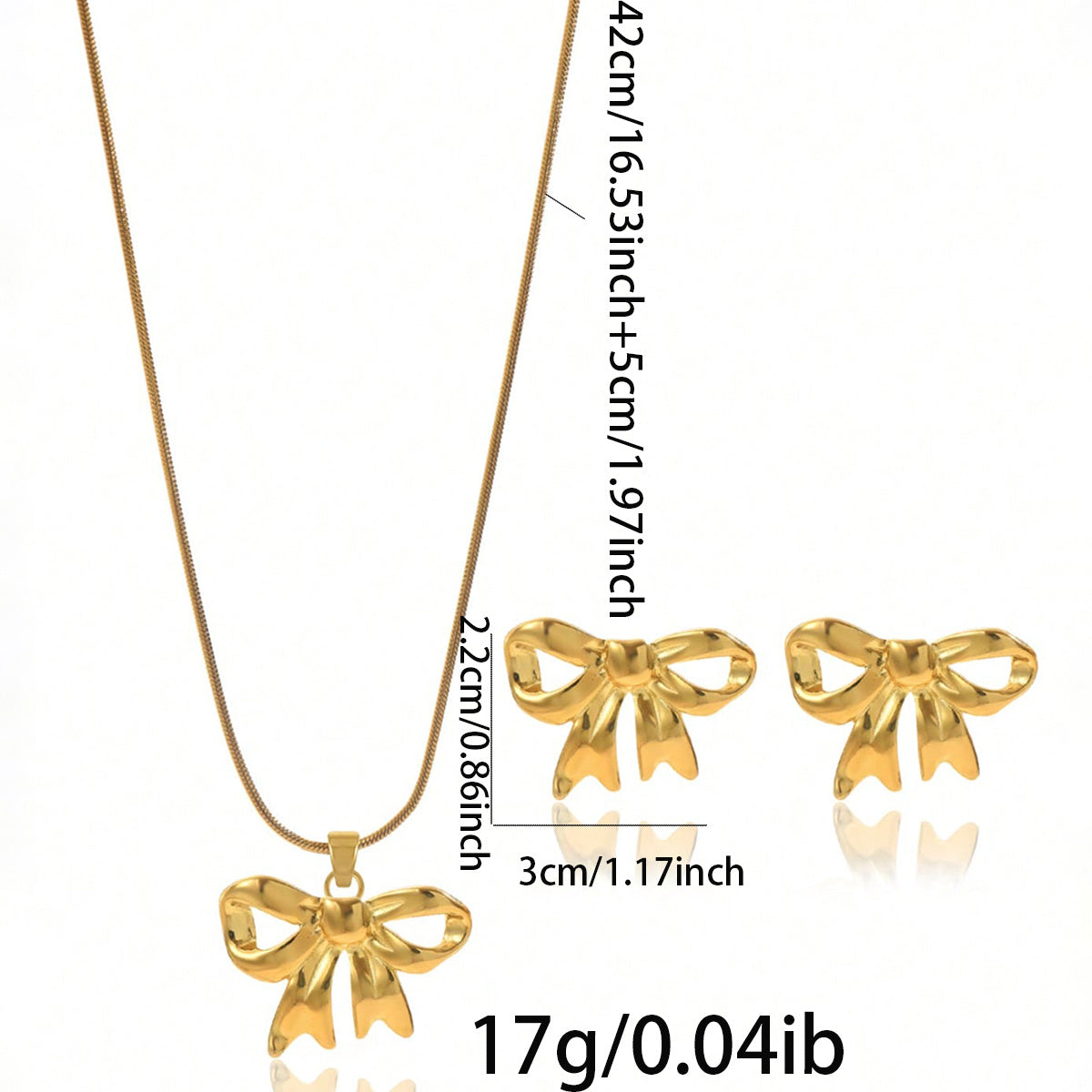 18K Gold Plated Bow Set
