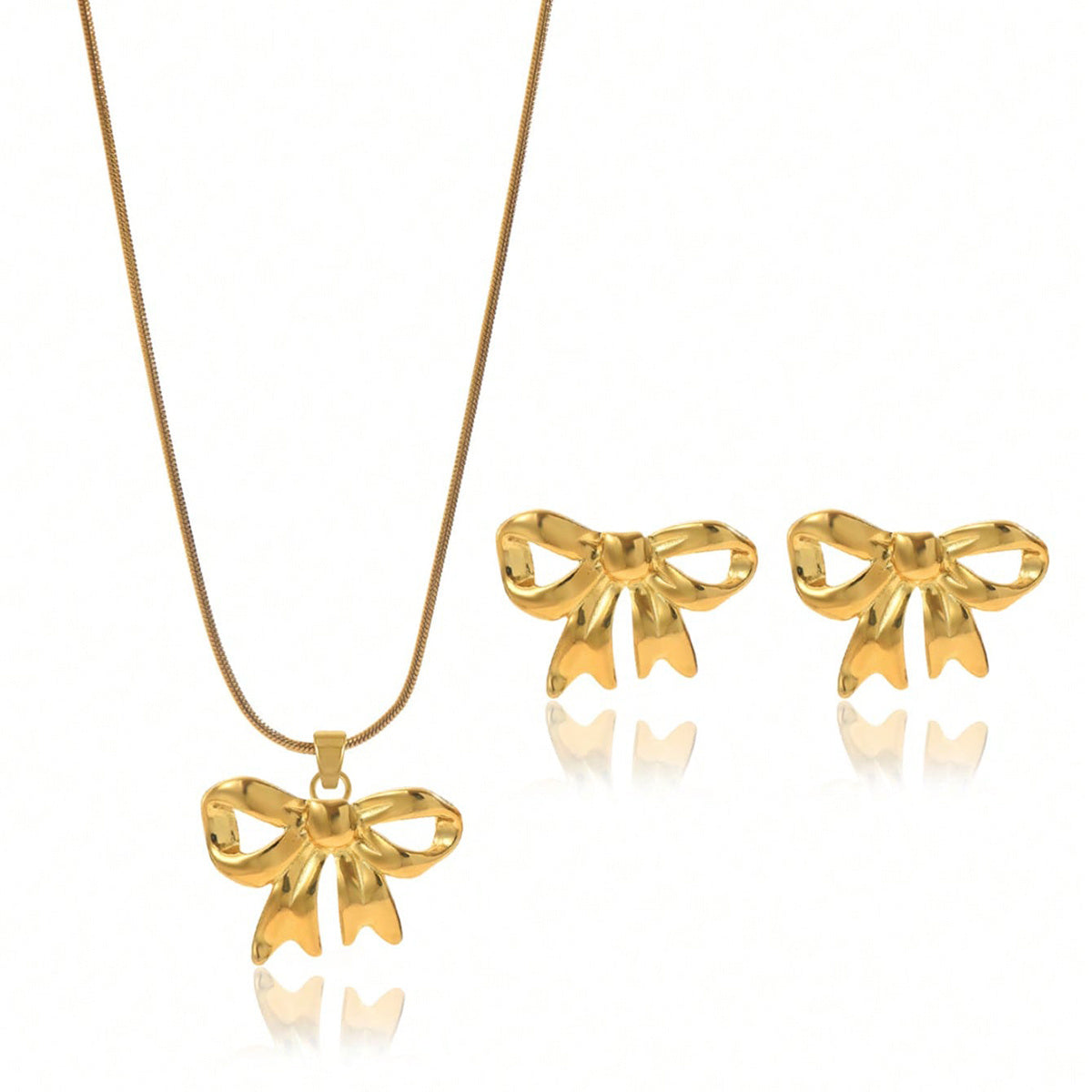18K Gold Plated Bow Set