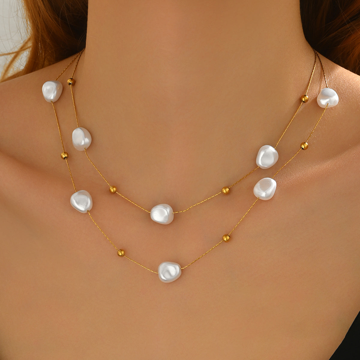 18K Gold Plated Pearl Studded Necklace