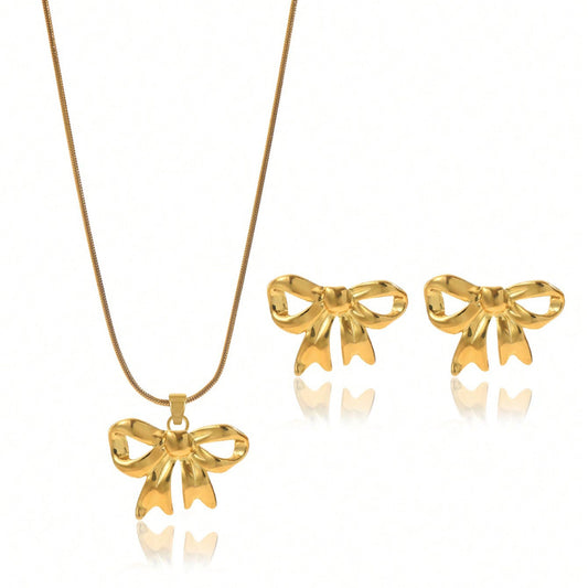18K Gold Plated Bow Set